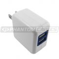 USB A female to AC (110V) 2-port SMART Wall Charger (5V/2.4A) - White