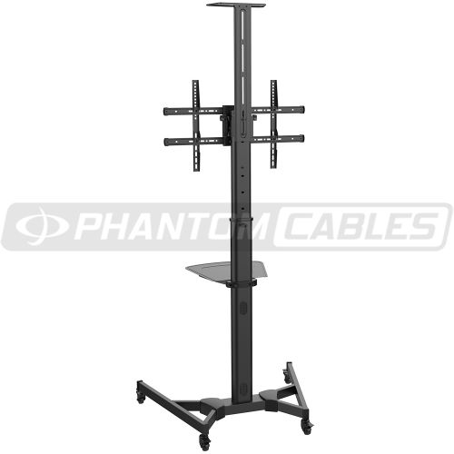 TV Cart with Shelf - Tilt, Pivot, Adjustable Height, VESA 600x400, Fits TV Sizes from 37 to 70 Inch