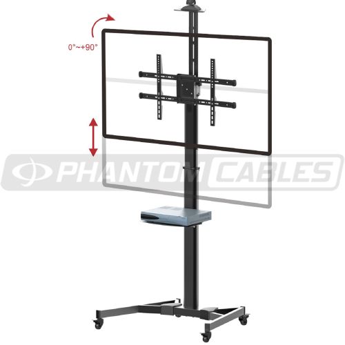 TV Cart with Shelf - Tilt, Pivot, Adjustable Height, VESA 600x400, Fits TV Sizes from 37 to 70 Inch
