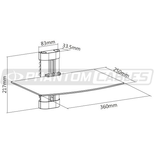 Media Player – A/V Component Wall Mount Single Shelf, Glass - Black